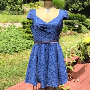Electric Blue Brocade Dress